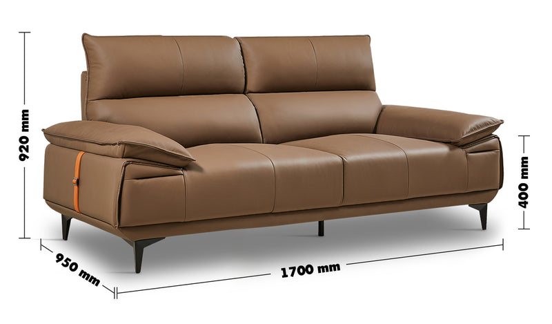Modern Genuine Leather Sofa 2 Seater KUKA Size Chart