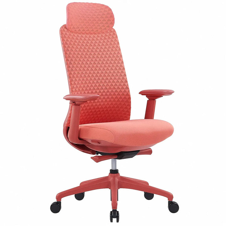 Modern mesh ergonomic office chair ares high in white background.