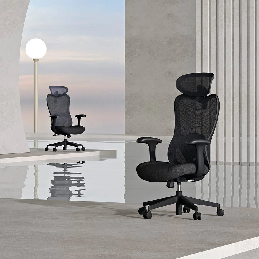 Modern mesh ergonomic office chair artique primary product view.