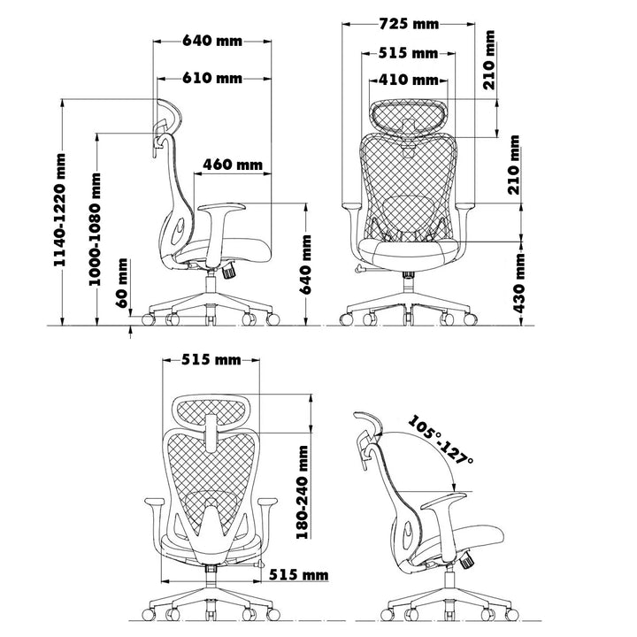 Modern mesh ergonomic office chair artique size charts.