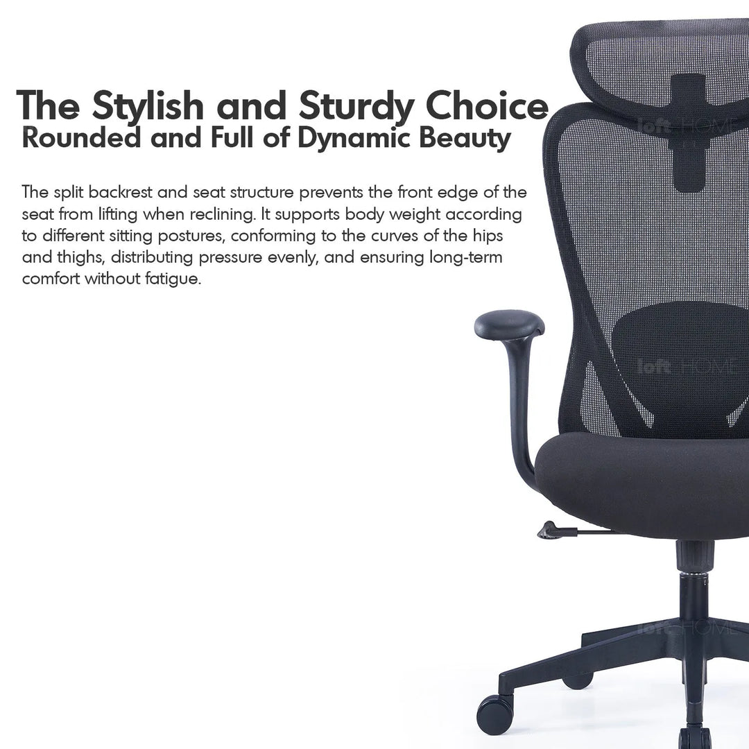 Modern mesh ergonomic office chair artique in still life.