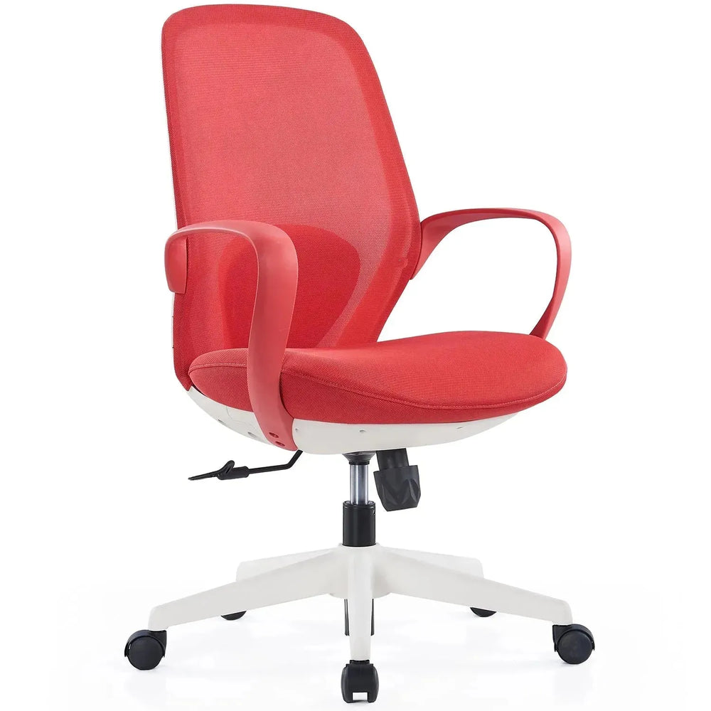 Modern mesh ergonomic office chair conch in white background.