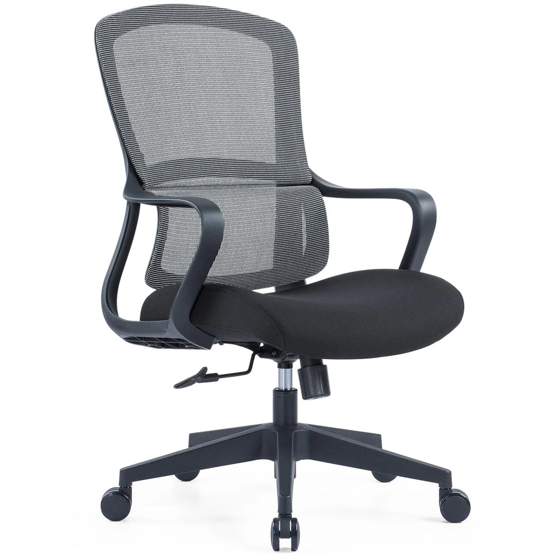 Modern mesh ergonomic office chair curve in white background.