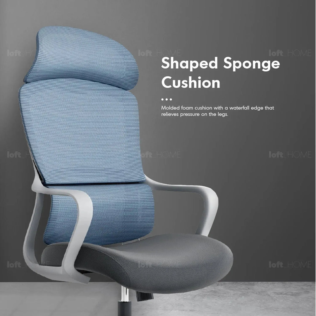 Modern mesh ergonomic office chair with headrest curve detail 7.