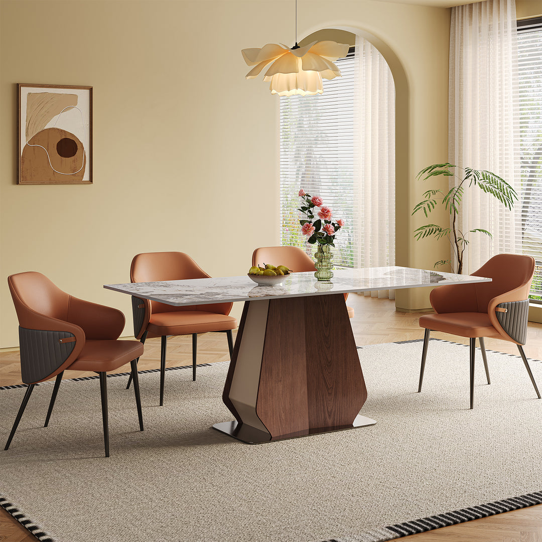 Modern microfiber leather dining chair dual in panoramic view.