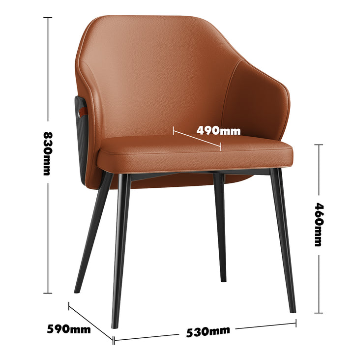 Modern microfiber leather dining chair dual size charts.