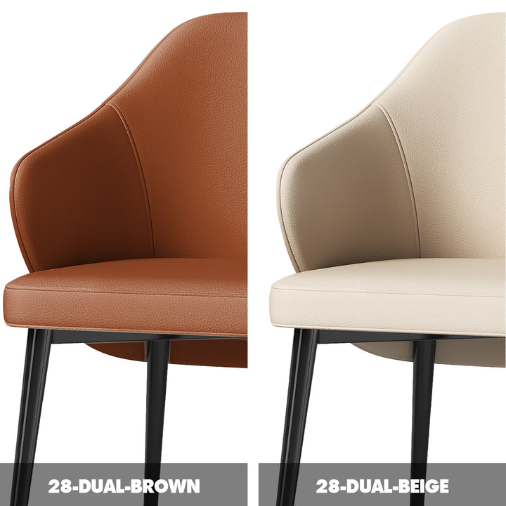 Modern microfiber leather dining chair dual color swatches.