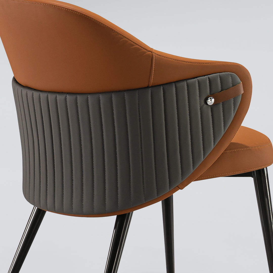 Modern microfiber leather dining chair dual material variants.