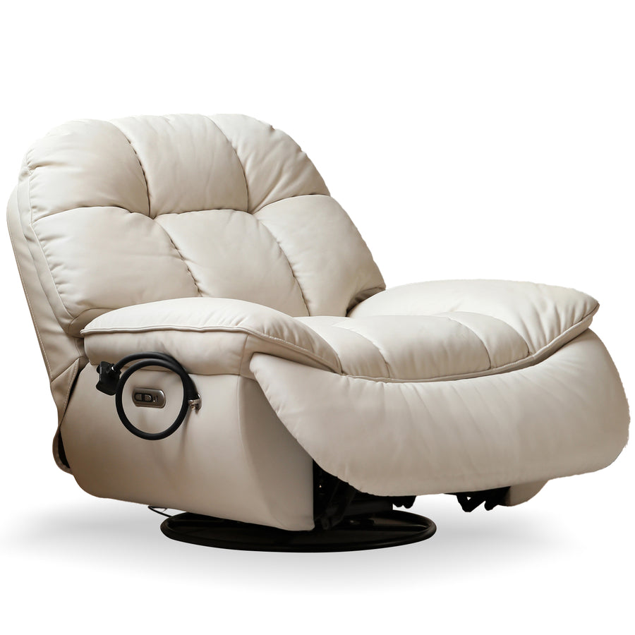 Modern microfiber leather recliner revolving 1 seater sofa lazylux in white background.