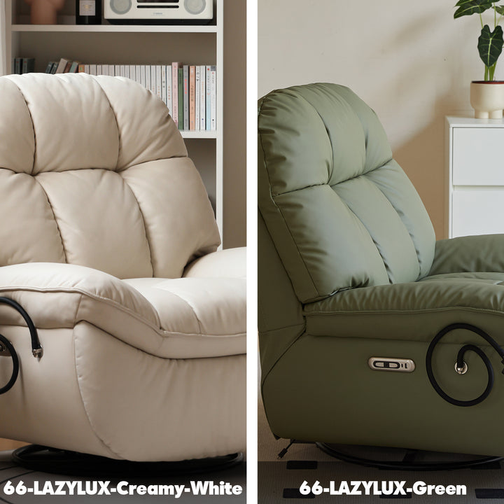 Modern microfiber leather recliner revolving 1 seater sofa lazylux material variants.