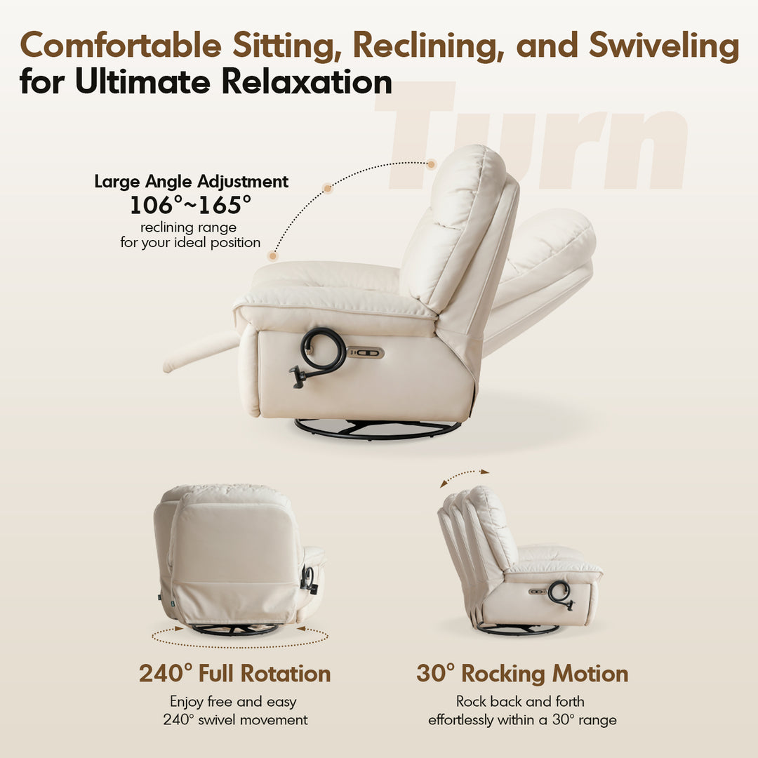 Modern microfiber leather recliner revolving 1 seater sofa lazylux in real life style.