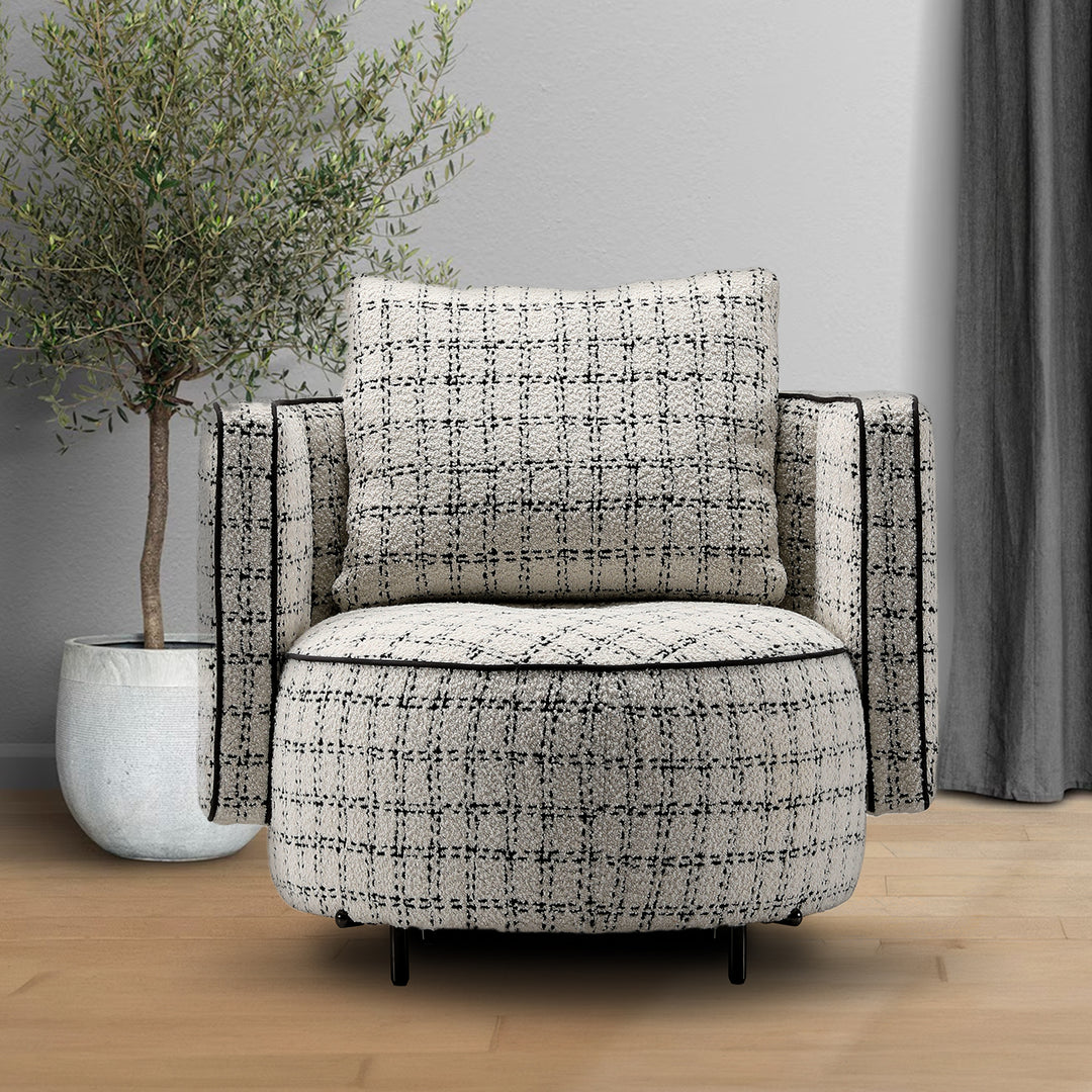 Cream Mixed Weave Fabric 1 Seater Sofa BESSIE