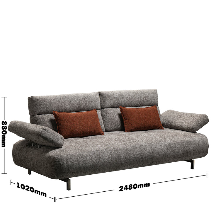 Modern mixed weave fabric 3 seater sofa flip size charts.