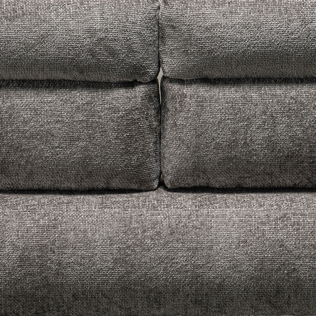 Modern mixed weave fabric 3 seater sofa flip color swatches.