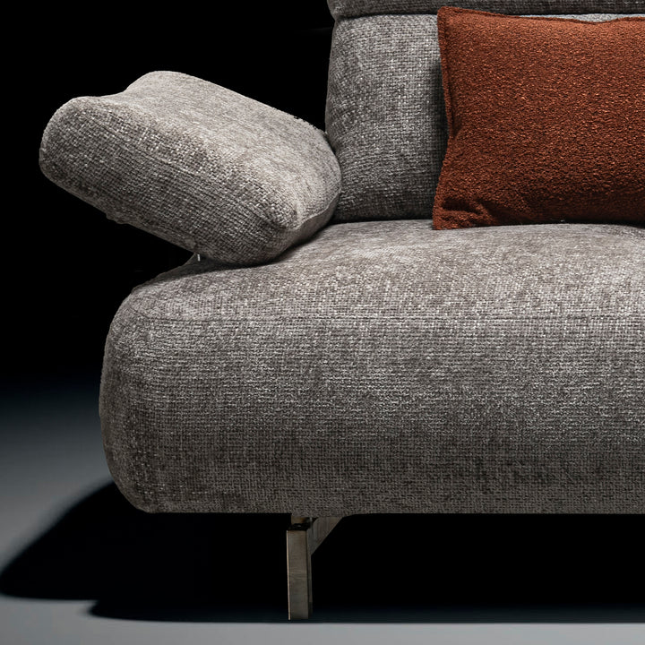 Modern mixed weave fabric 3 seater sofa flip with context.