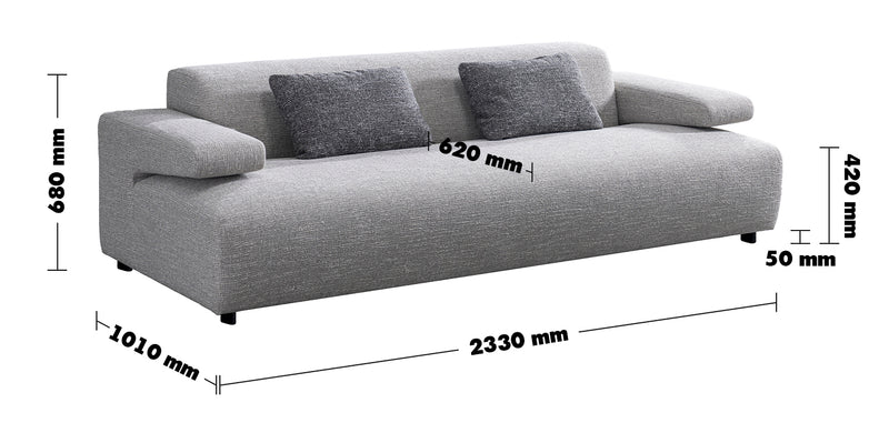 Minimalist Mixed Weave Fabric 3 Seater Sofa TORO Size Chart