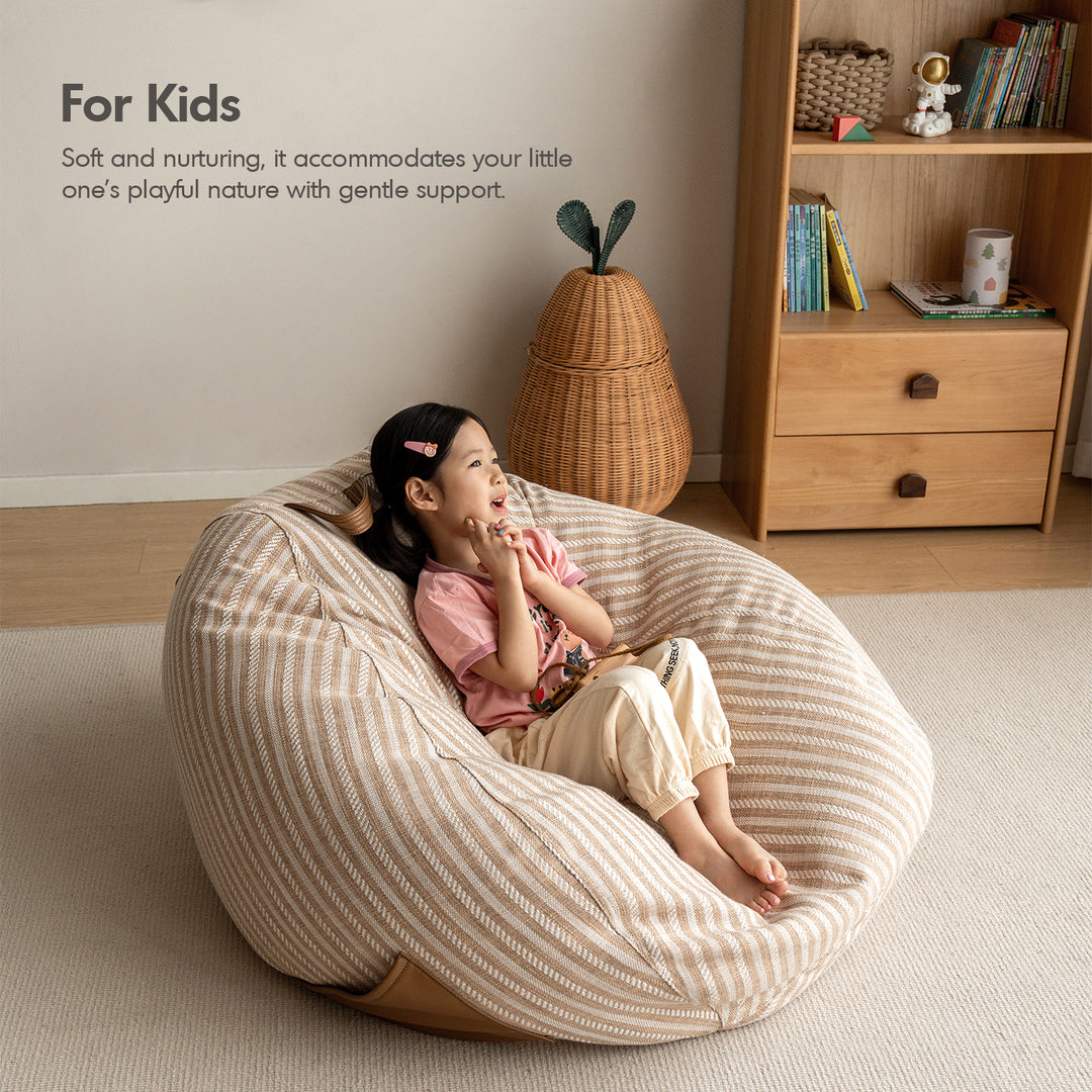 Modern mixed weave fabric bean bag 1 seater sofa beanie environmental situation.