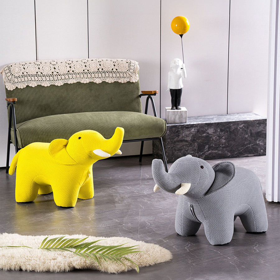 Modern mixed weave fabric ottoman decoration elephant primary product view.