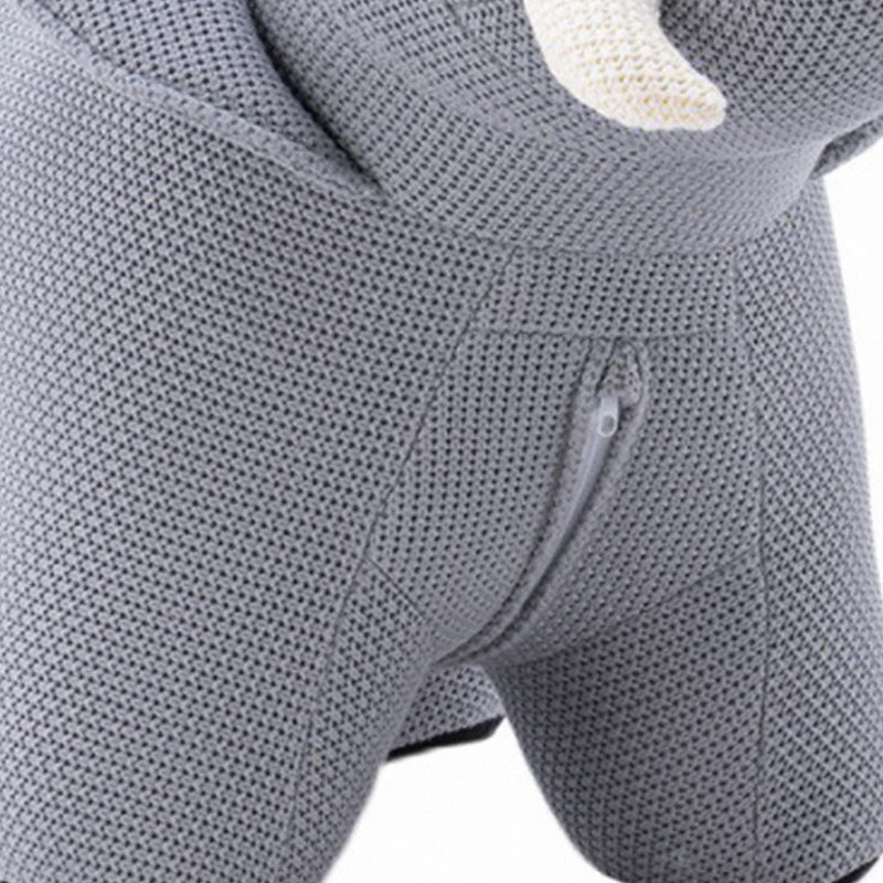 Bauhaus mixed weave fabric ottoman decoration elephant in close up details.