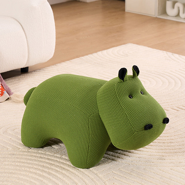 Modern mixed weave fabric ottoman decoration hippo primary product view.