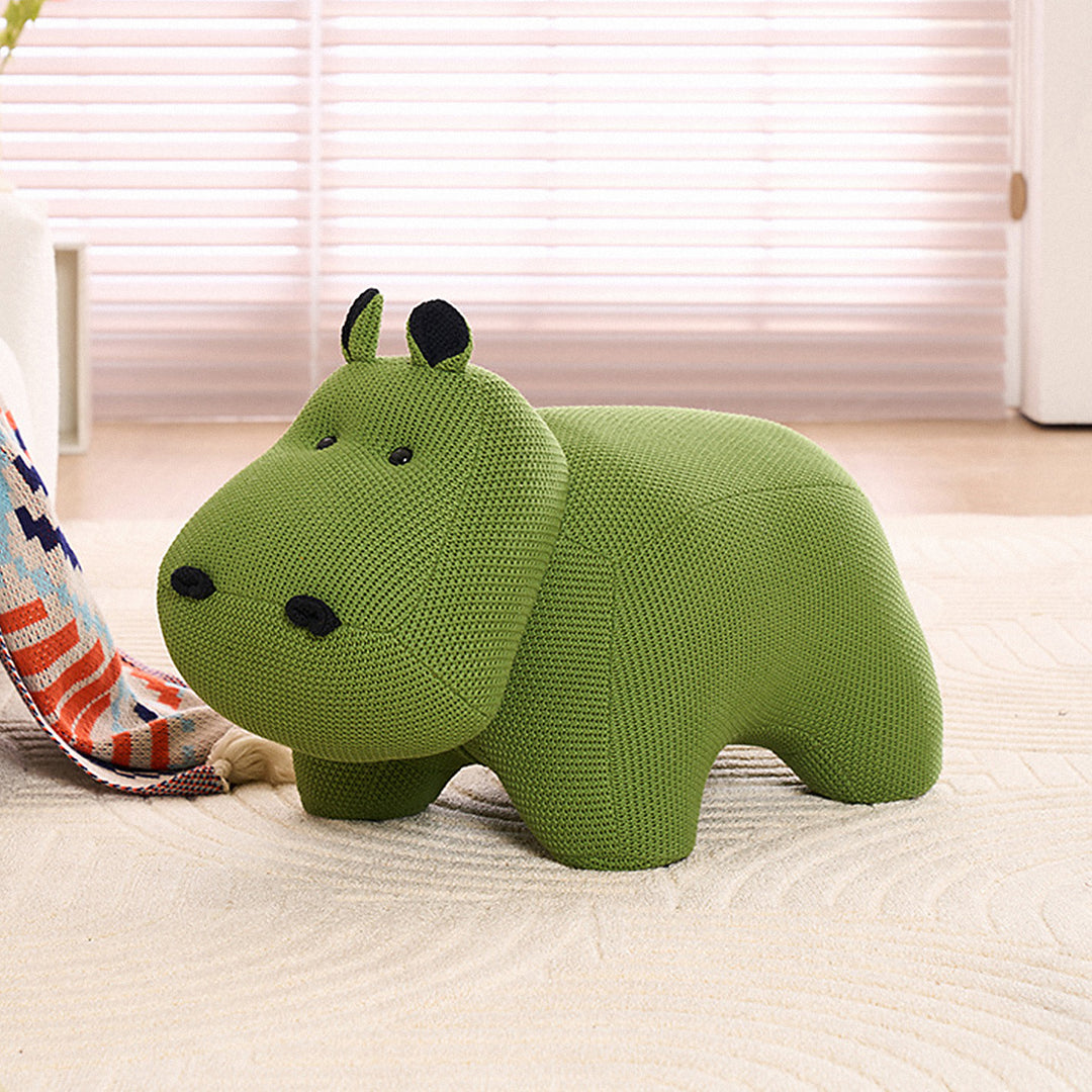 Modern mixed weave fabric ottoman decoration hippo in real life style.