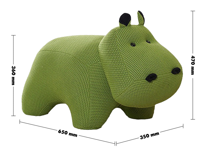 Bauhaus Mixed Weave Fabric Ottoman Decoration HIPPO Size Chart