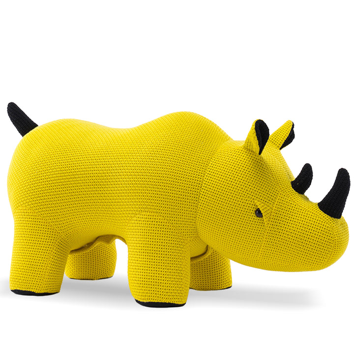 Modern mixed weave fabric ottoman decoration rhino in panoramic view.