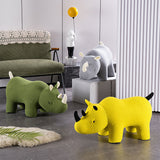 Contemporary mixed weave fabric ottoman decoration rhino primary product view.