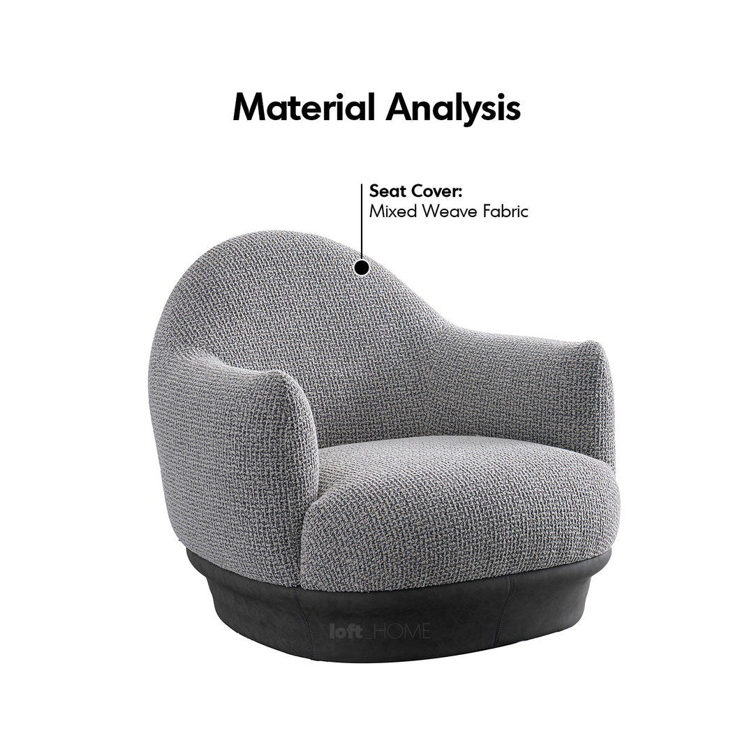 Modern mixed weave revolving 1 seater sofa twigg in details.