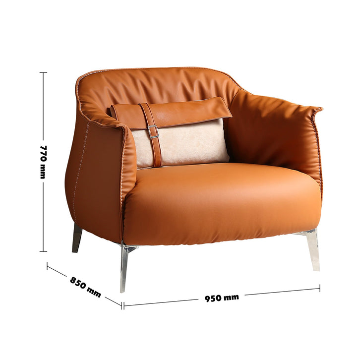 Modern pu leather 1 seater sofa lean size charts.