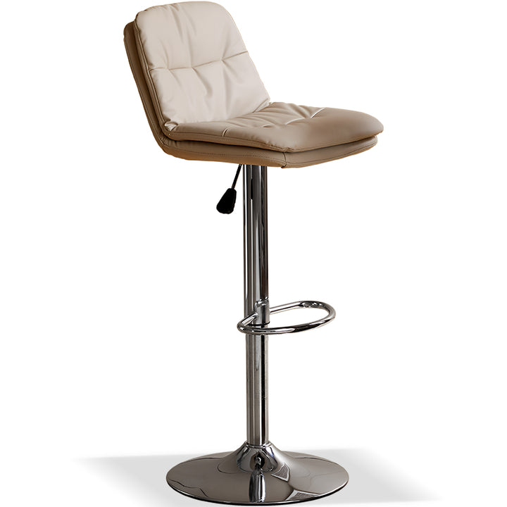 Modern pu leather height adjustable revolving bar chair spin in white background.