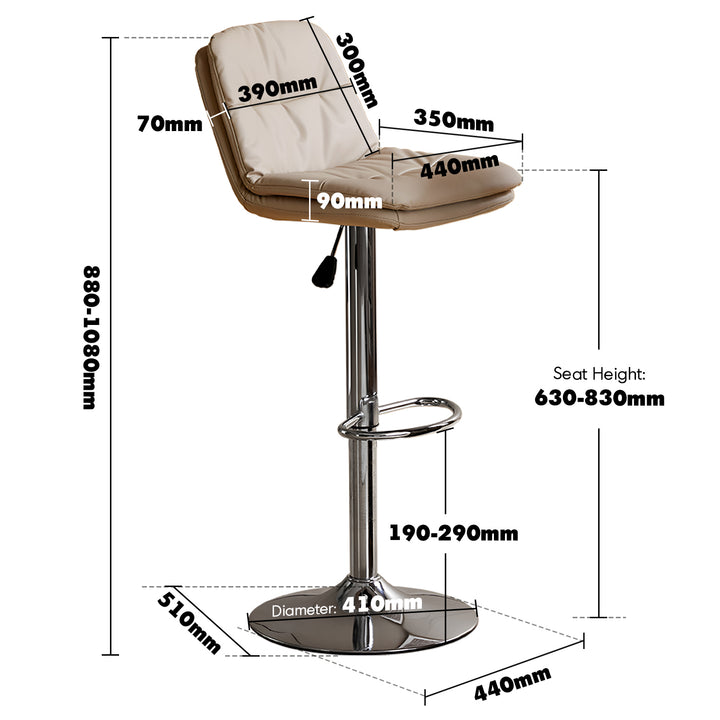 Modern pu leather height adjustable revolving bar chair spin size charts.