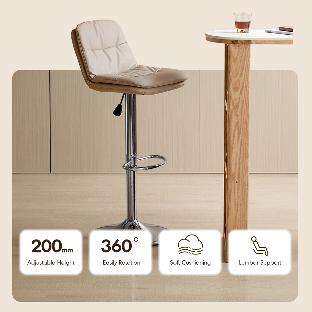 Modern pu leather height adjustable revolving bar chair spin in real life style.