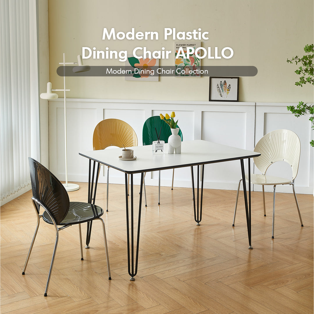 Modern plastic dining chair apollo with context.