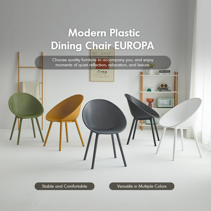 Modern plastic dining chair europa in real life style.