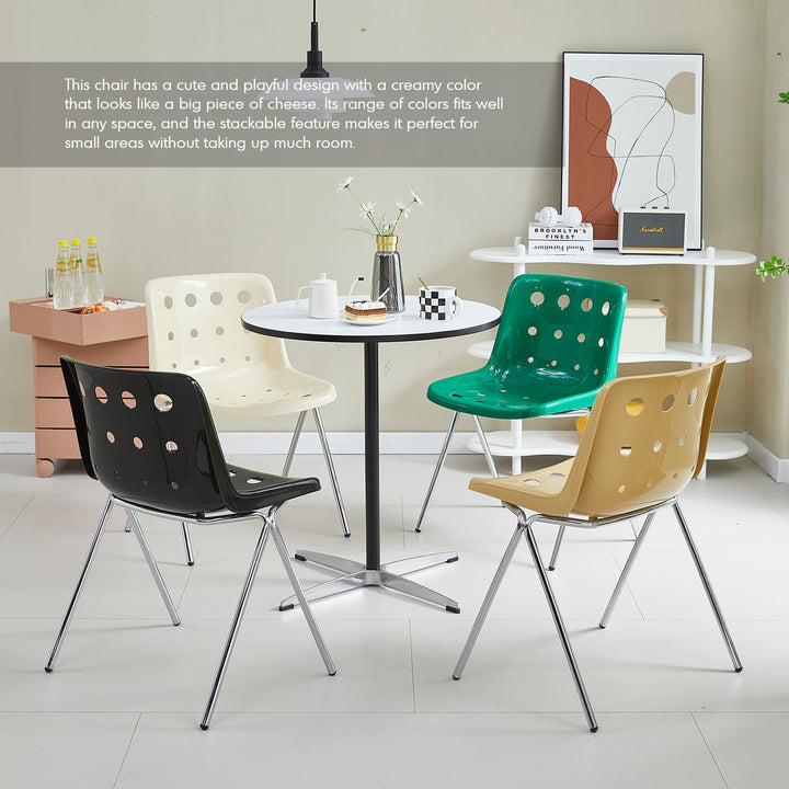 Modern plastic dining chair polo with context.