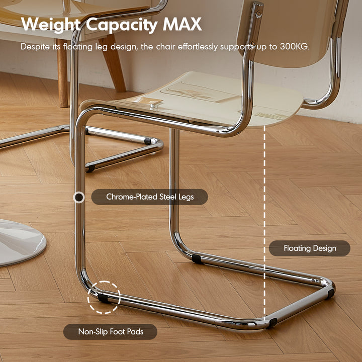 Contemporary plastic dining chair zoom in panoramic view.