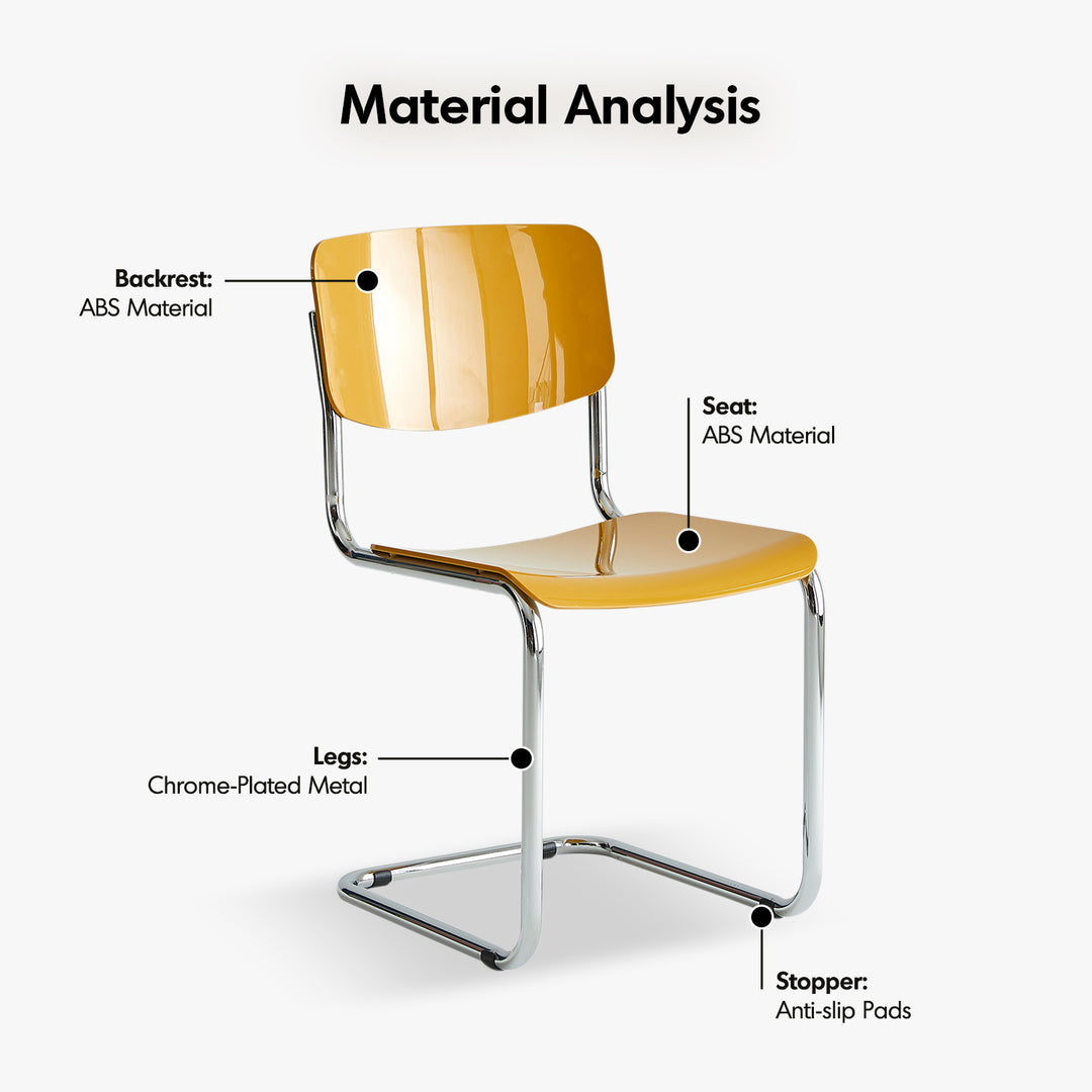 Contemporary plastic dining chair zoom in still life.