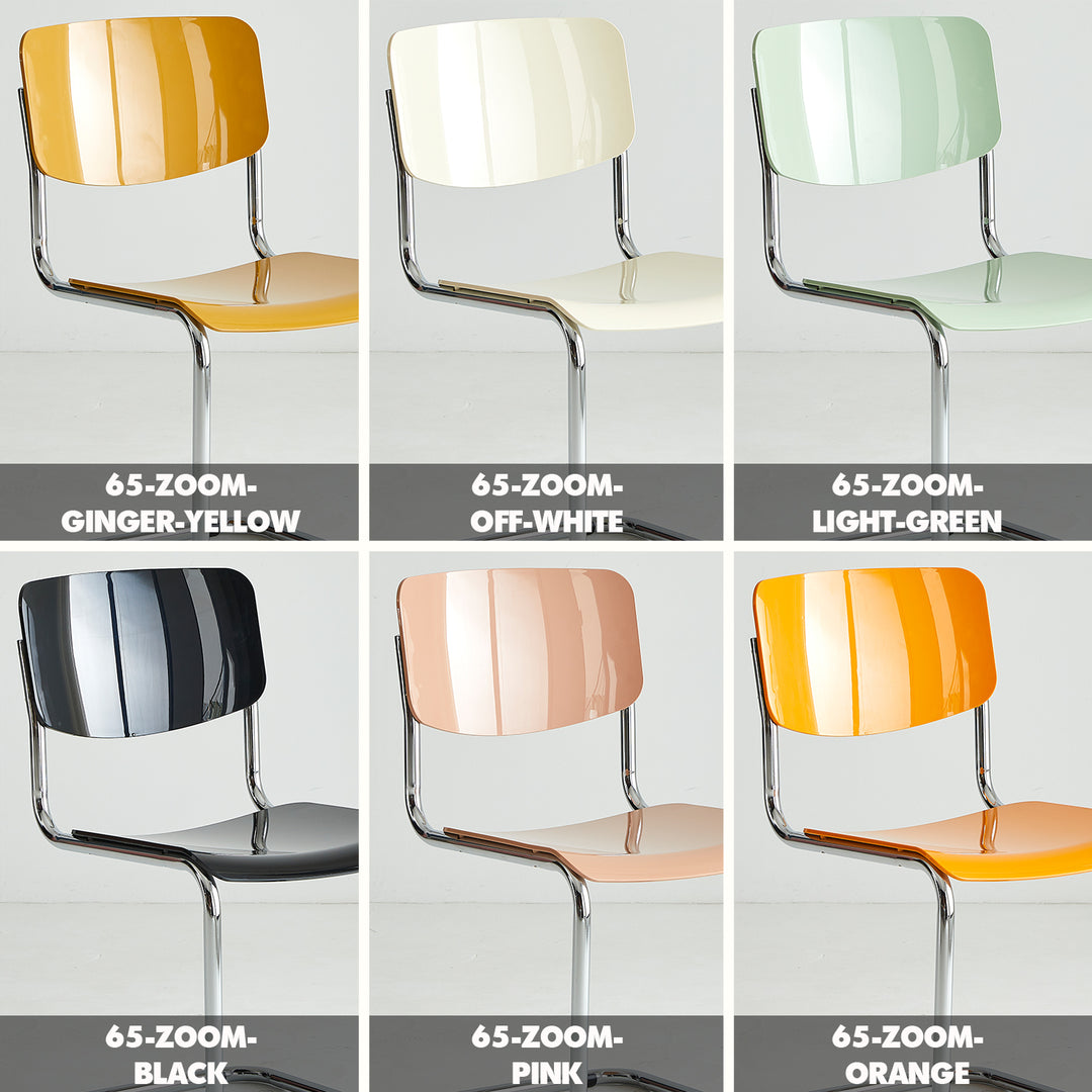 Contemporary plastic dining chair zoom color swatches.