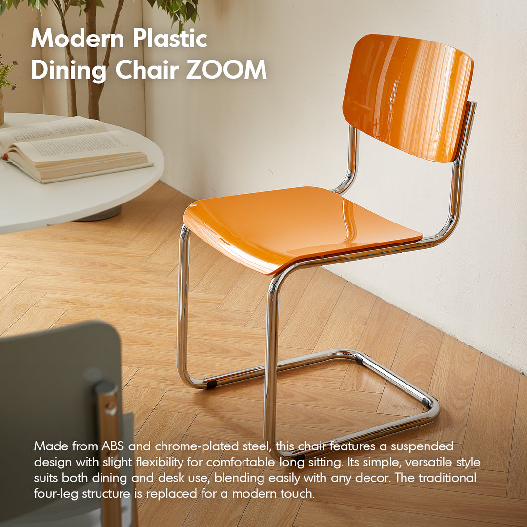 Contemporary plastic dining chair zoom material variants.