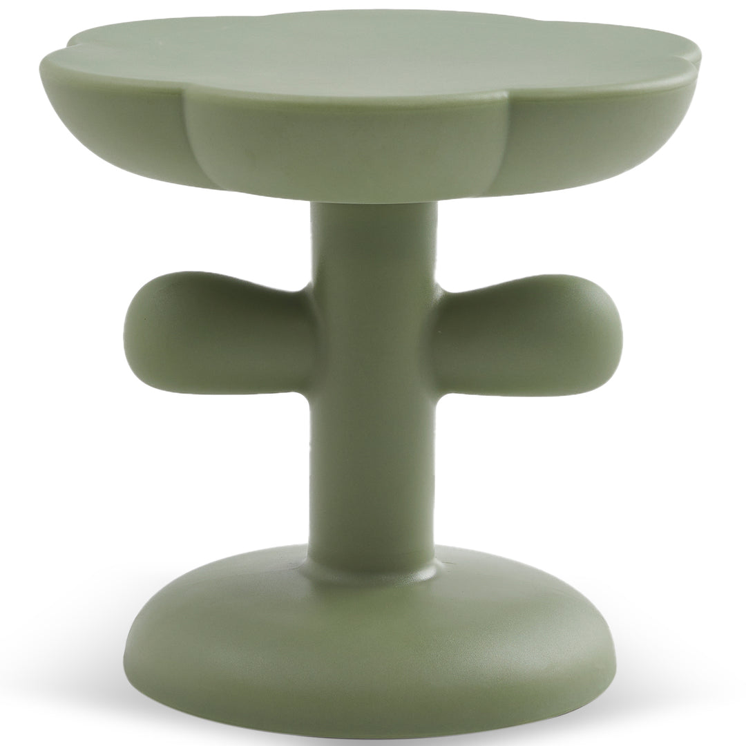 Contemporary plastic side table blaze in white background.