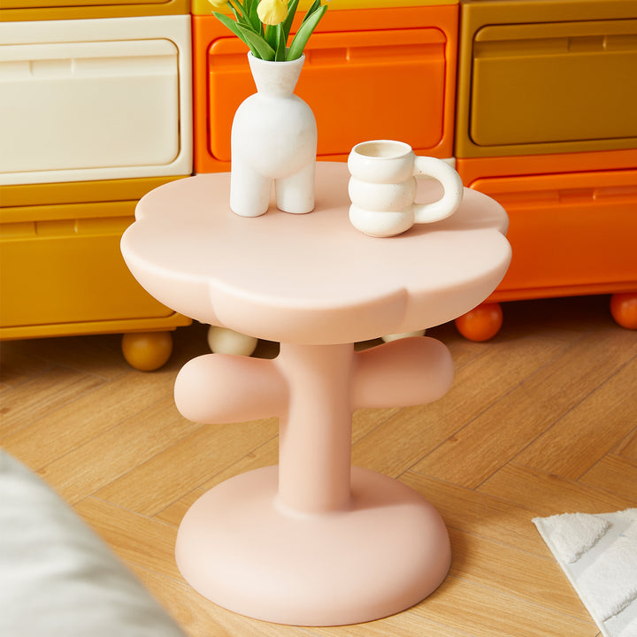 Contemporary plastic side table blaze layered structure.