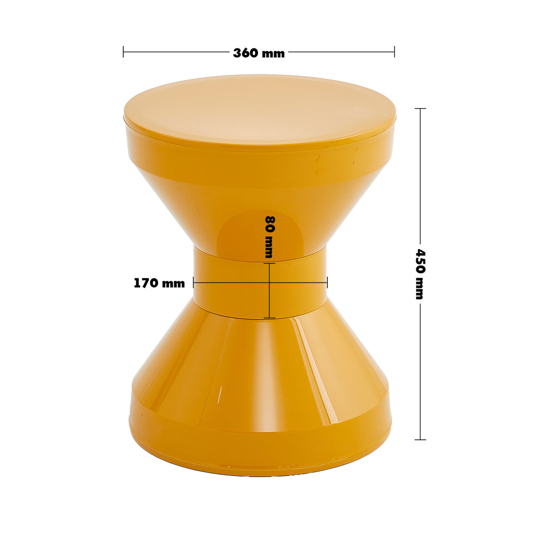 Modern plastic side table roller size charts.