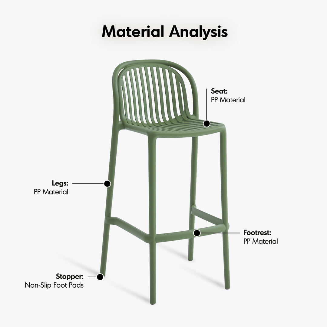 Contemporary plastic stackable bar chair flare conceptual design.