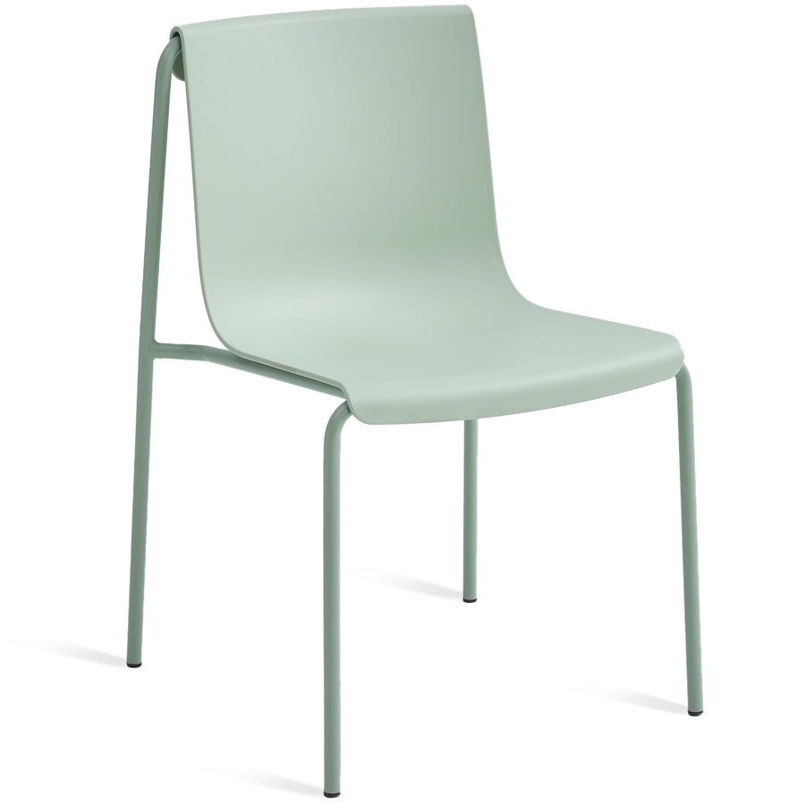 Contemporary plastic stackable dining chair buzz in white background.