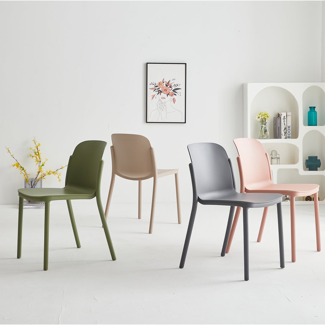 Contemporary plastic stackable dining chair glint conceptual design.