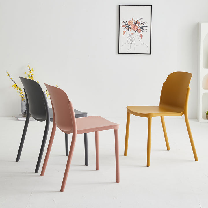 Contemporary plastic stackable dining chair glint situational feels.