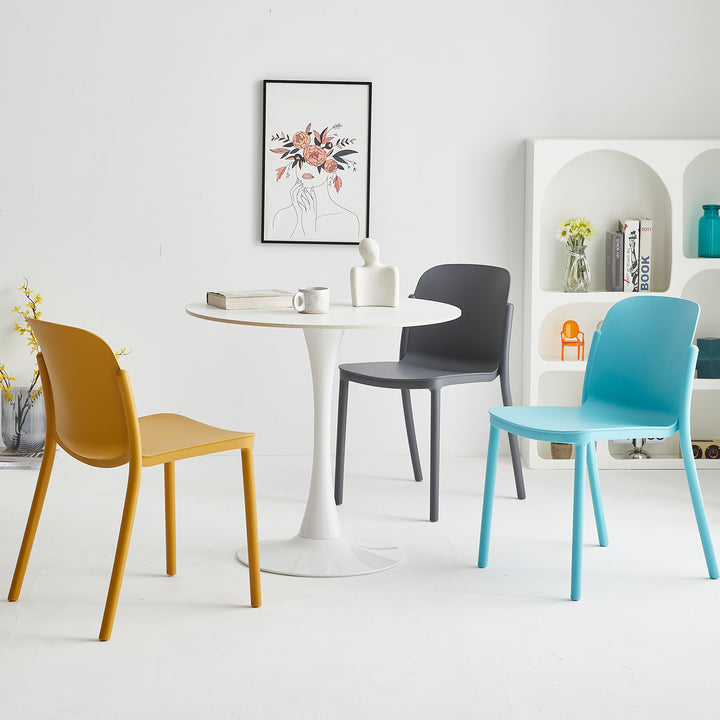 Contemporary plastic stackable dining chair glint detail 1.