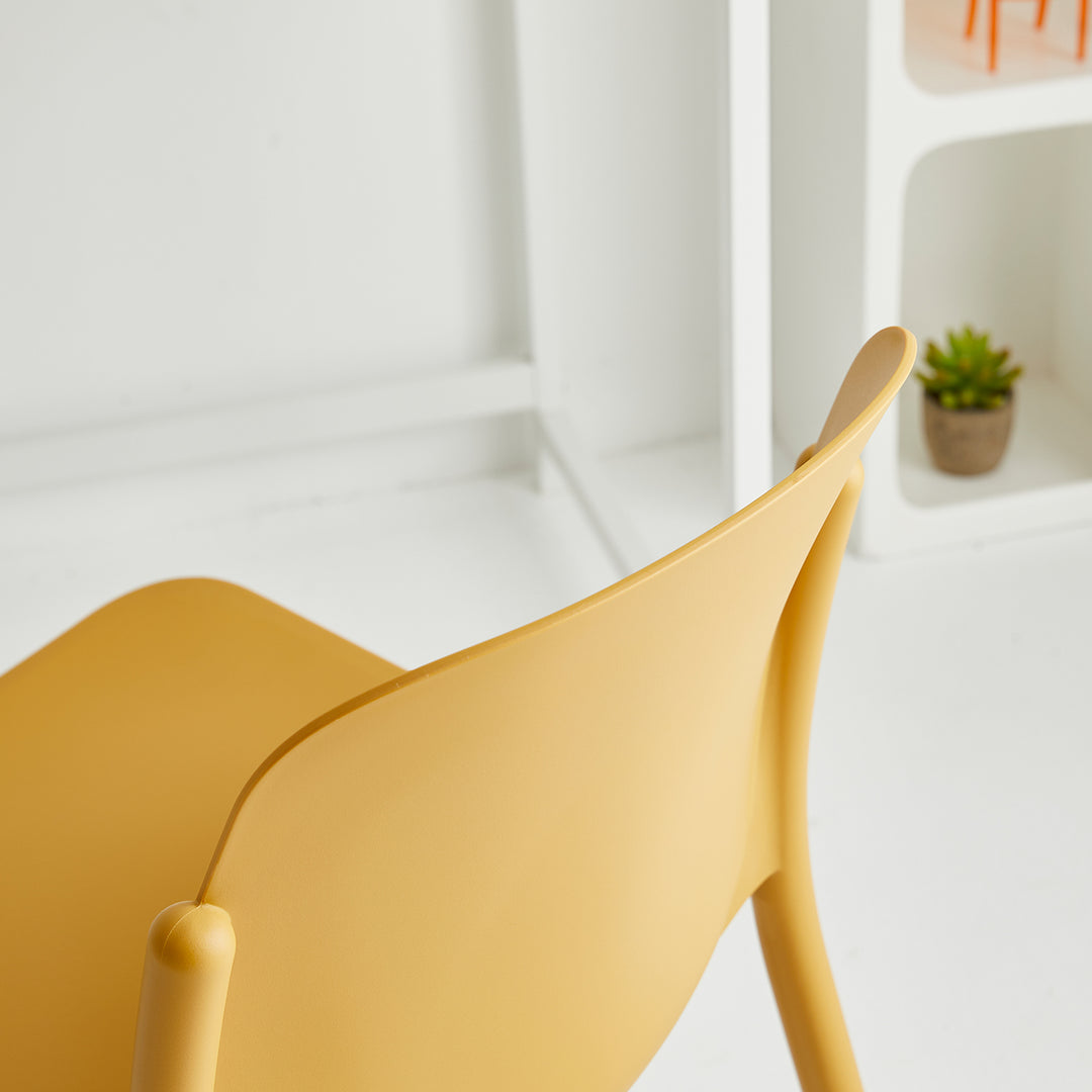 Contemporary plastic stackable dining chair glint detail 4.