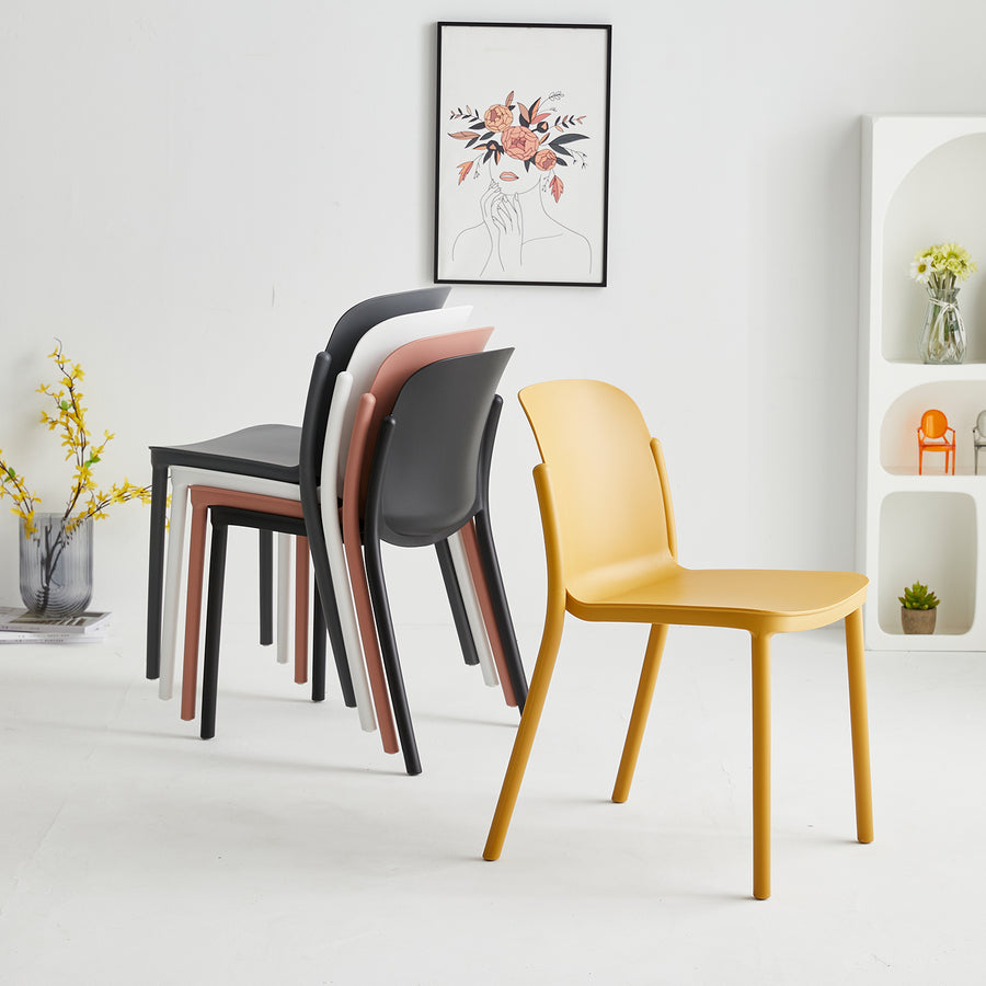 Contemporary plastic stackable dining chair glint primary product view.